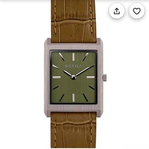 Breda Tank Watch Moss Green Croc Embossed Band unisex